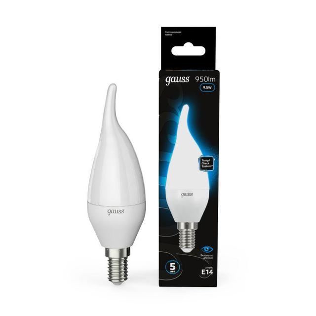 Лампа светодиодная Black 9.5Вт свеча на ветру 6500К холод. бел. E14 950лм GAUSS 104101310
