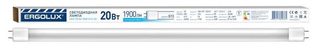 Лампа светодиодная LED-Т8-120-20W-G13-4K 20Вт T8 трубчатая с односторонним цоколем 4500К бел. G13 180-270В 1200мм ПРОМО Ergolux 14710
