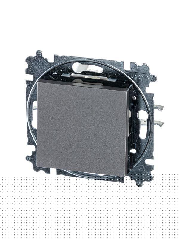 Выключатель 1-кл. СП Levit IP20 сталь/дым. черн. ABB 2CHH590145A6069