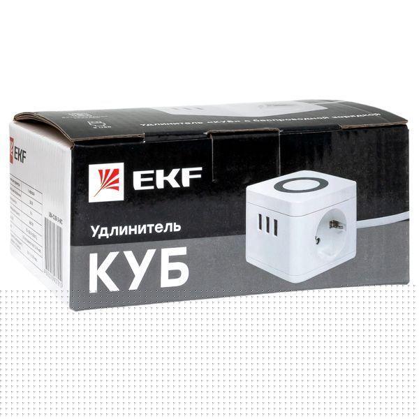 Удлинитель "Куб" 2х1.3м 2USB 2.4А+Type C + Ночник 1кв.мм EKF UBA-CUB-2-TC