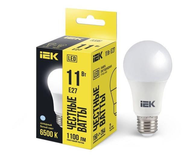 Лампа светодиодная ECO A60 11Вт грушевидная 230В 6500К E27 IEK LLE-A60-11-230-65-E27