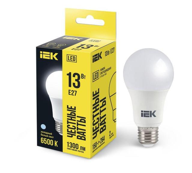 Лампа светодиодная ECO A60 13Вт грушевидная 230В 6500К E27 IEK LLE-A60-13-230-65-E27