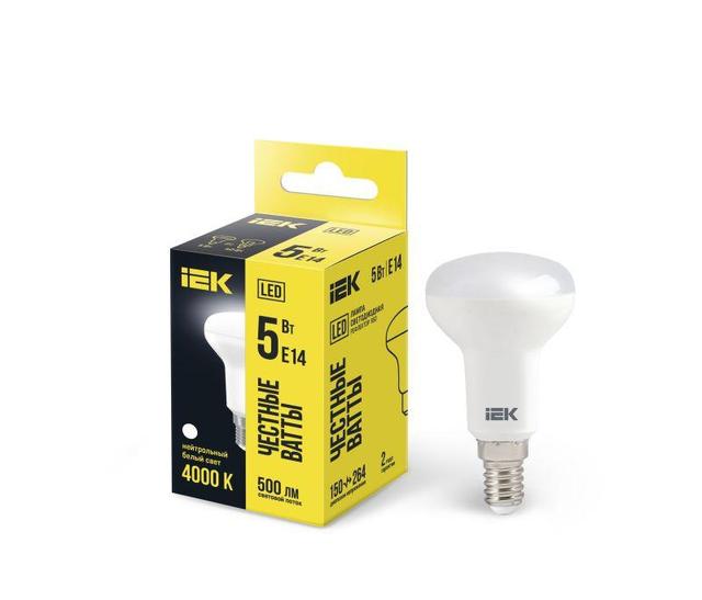 Лампа светодиодная Eco 5Вт R50 4000К нейтр. бел. E14 450лм 230-240В IEK LLE-R50-5-230-40-E14