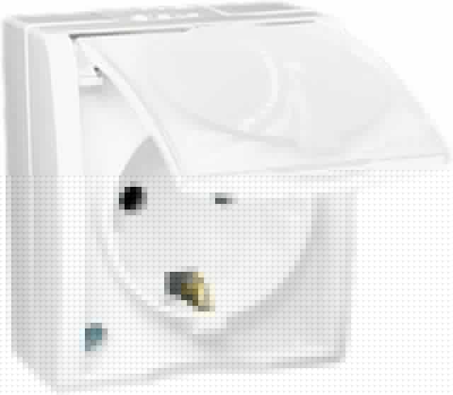 Розетка 1-м ОП Simon15 16А IP54 250В с заземл. Schuko защ. шторки с крышкой винт. клеммы бел. Simon 1594432-030