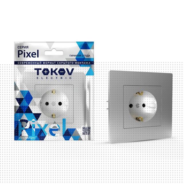 Розетка 1-м СП Pixel 16А IP20 с заземл. защ. шторки в сборе алюм. TOKOV ELECTRIC TKE-PX-R1FZSF-C03