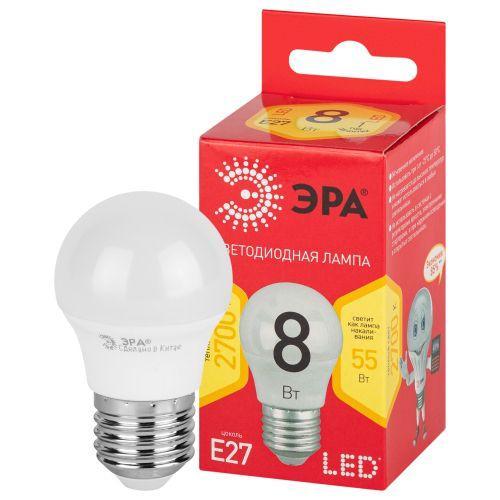 Лампа светодиодная RED LINE LED P45-8W-827-E27 R Е27 / E27 8Вт шар тепл. бел. свет Эра Б0053028
