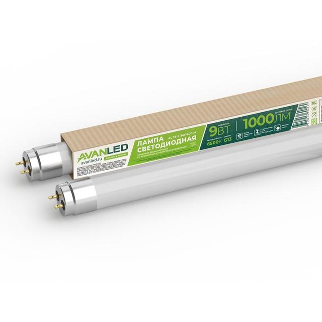 Лампа светодиодная AL T8-9-865-600-М 9Вт матовая 6500К холод. бел. G13 1000лм 195-265В (пр-во РФ) AVANLED 11106651