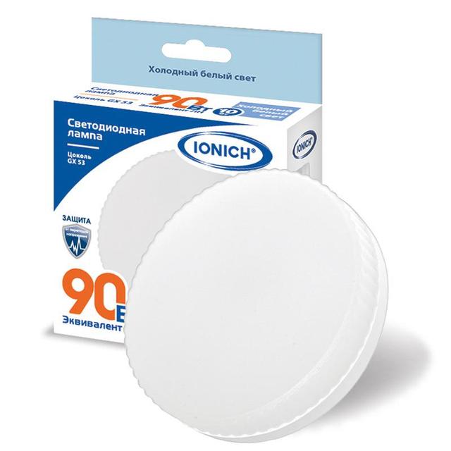 Лампа светодиодная GX53 10Вт 230В 6500К 900лм холод. бел. IONICH 1137
